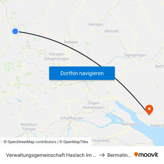Verwaltungsgemeinschaft Haslach Im Kinzigtal to Bermatingen map