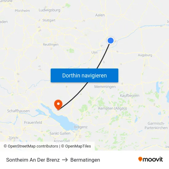 Sontheim An Der Brenz to Bermatingen map