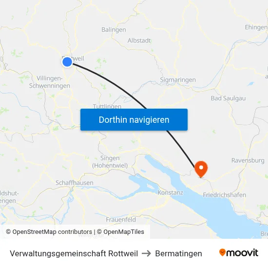 Verwaltungsgemeinschaft Rottweil to Bermatingen map