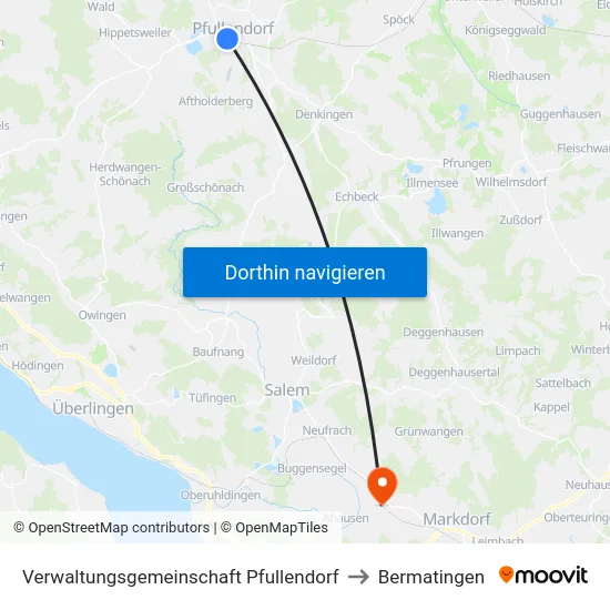 Verwaltungsgemeinschaft Pfullendorf to Bermatingen map