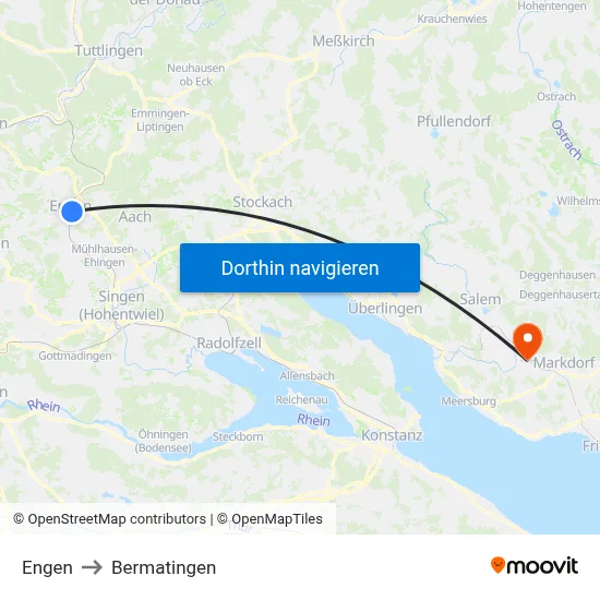 Engen to Bermatingen map