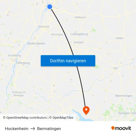 Hockenheim to Bermatingen map