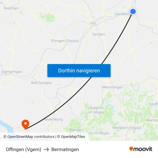 Offingen (Vgem) to Bermatingen map