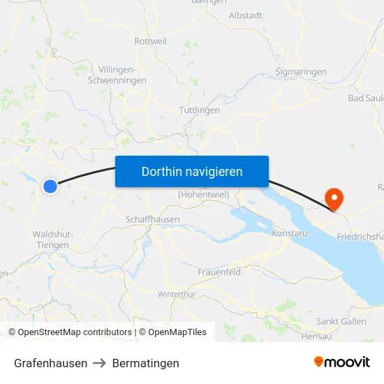 Grafenhausen to Bermatingen map