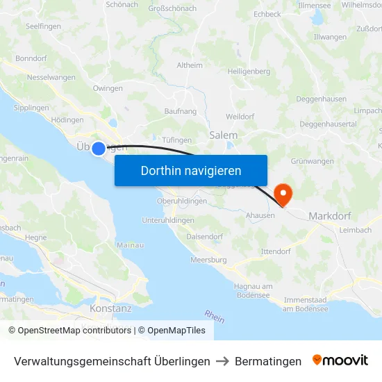 Verwaltungsgemeinschaft Überlingen to Bermatingen map