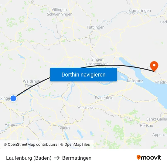 Laufenburg (Baden) to Bermatingen map