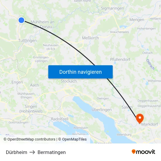 Dürbheim to Bermatingen map