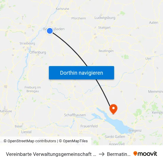Vereinbarte Verwaltungsgemeinschaft Sinzheim to Bermatingen map