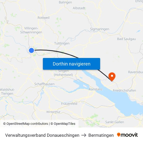 Verwaltungsverband Donaueschingen to Bermatingen map