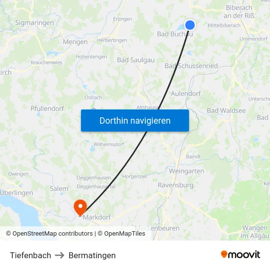 Tiefenbach to Bermatingen map