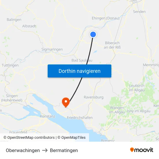 Oberwachingen to Bermatingen map