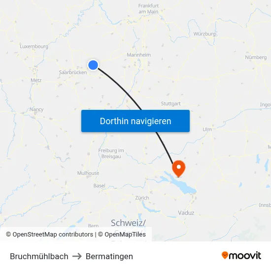 Bruchmühlbach to Bermatingen map