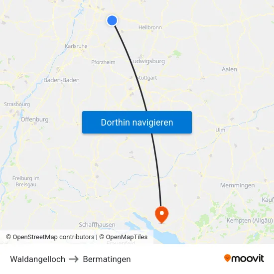 Waldangelloch to Bermatingen map