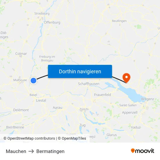 Mauchen to Bermatingen map