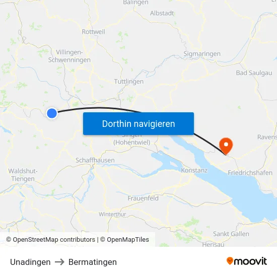 Unadingen to Bermatingen map