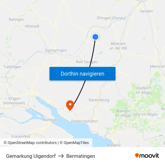 Gemarkung Uigendorf to Bermatingen map