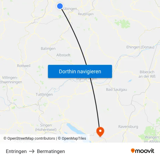 Entringen to Bermatingen map