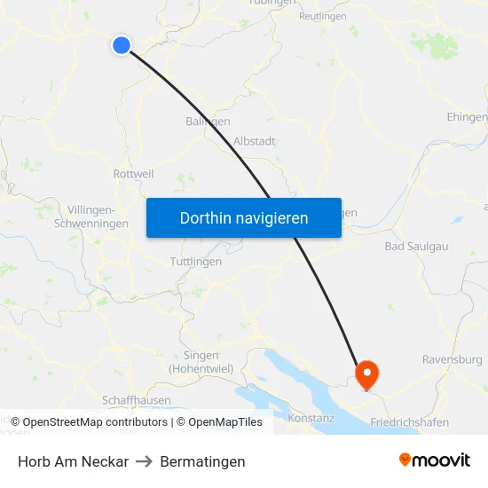 Horb Am Neckar to Bermatingen map