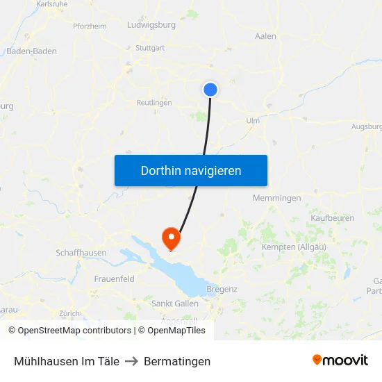 Mühlhausen Im Täle to Bermatingen map