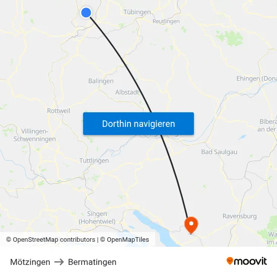 Mötzingen to Bermatingen map