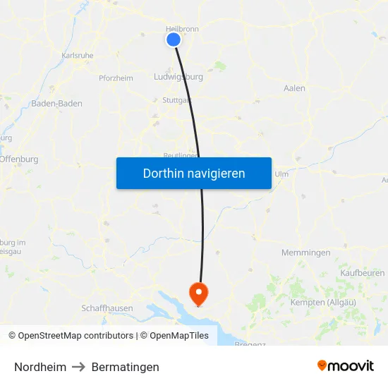 Nordheim to Bermatingen map