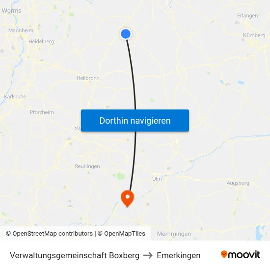 Verwaltungsgemeinschaft Boxberg to Emerkingen map