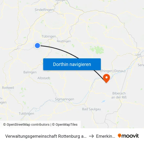 Verwaltungsgemeinschaft Rottenburg am Neckar to Emerkingen map