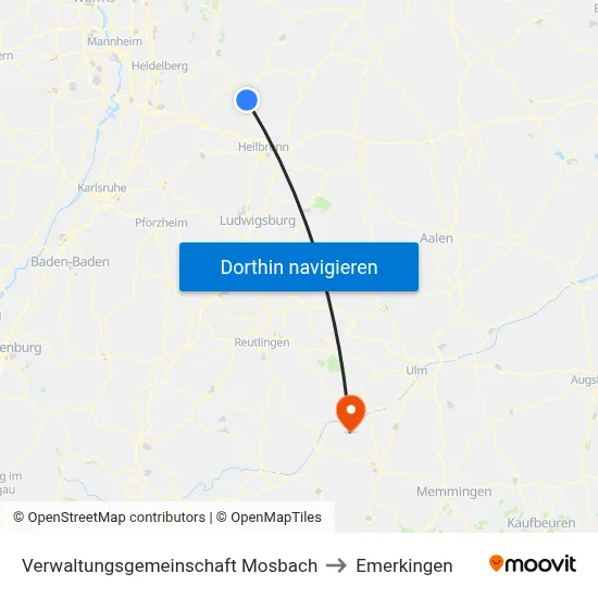 Verwaltungsgemeinschaft Mosbach to Emerkingen map