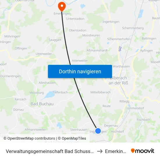 Verwaltungsgemeinschaft Bad Schussenried to Emerkingen map