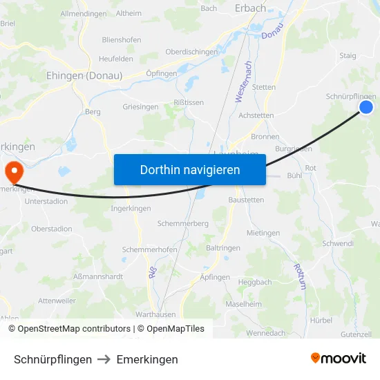 Schnürpflingen to Emerkingen map