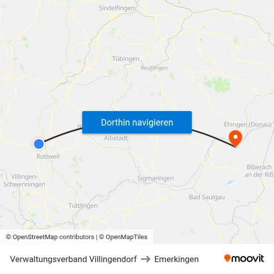 Verwaltungsverband Villingendorf to Emerkingen map