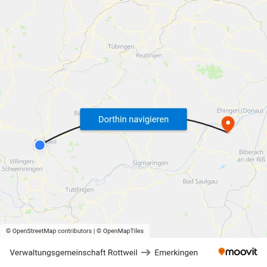 Verwaltungsgemeinschaft Rottweil to Emerkingen map
