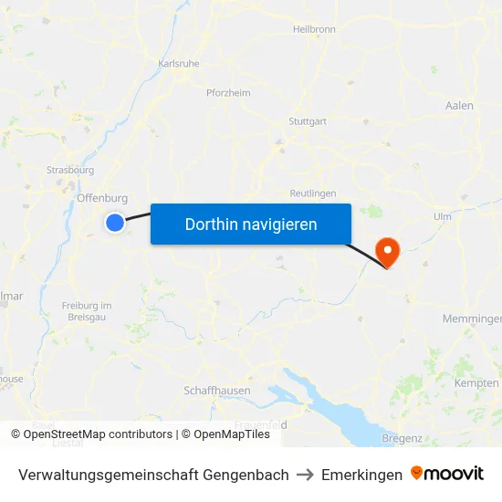 Verwaltungsgemeinschaft Gengenbach to Emerkingen map