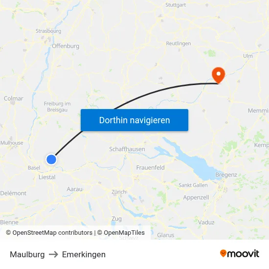 Maulburg to Emerkingen map