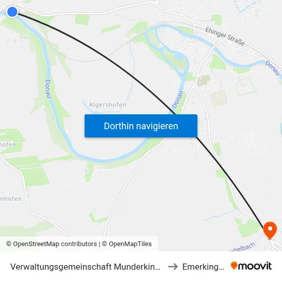 Verwaltungsgemeinschaft Munderkingen to Emerkingen map