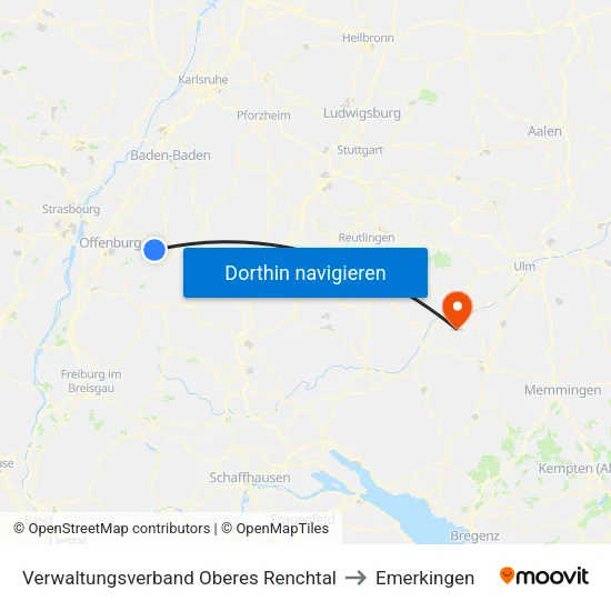 Verwaltungsverband Oberes Renchtal to Emerkingen map