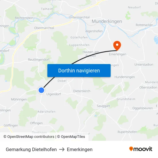 Gemarkung Dietelhofen to Emerkingen map