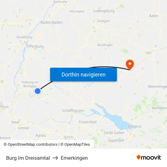 Burg Im Dreisamtal to Emerkingen map