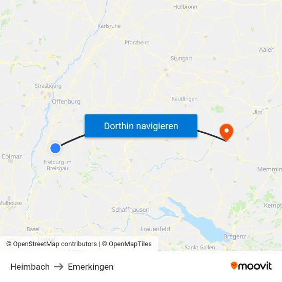 Heimbach to Emerkingen map