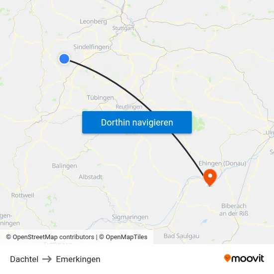 Dachtel to Emerkingen map