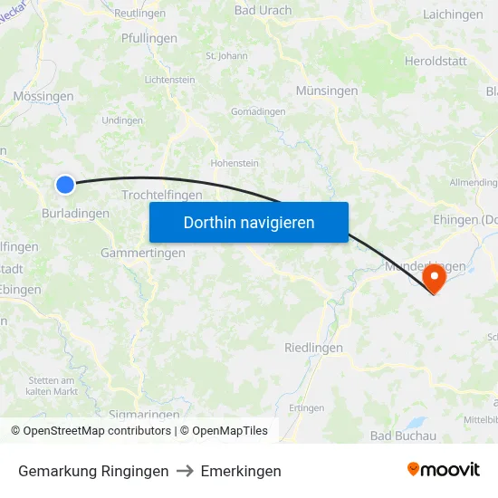 Gemarkung Ringingen to Emerkingen map