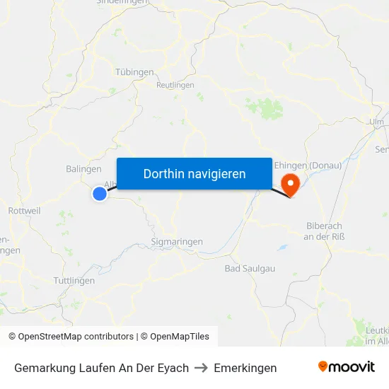 Gemarkung Laufen An Der Eyach to Emerkingen map