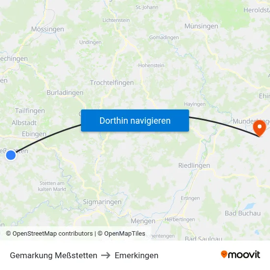 Gemarkung Meßstetten to Emerkingen map
