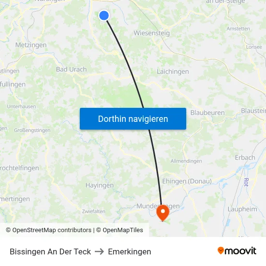 Bissingen An Der Teck to Emerkingen map