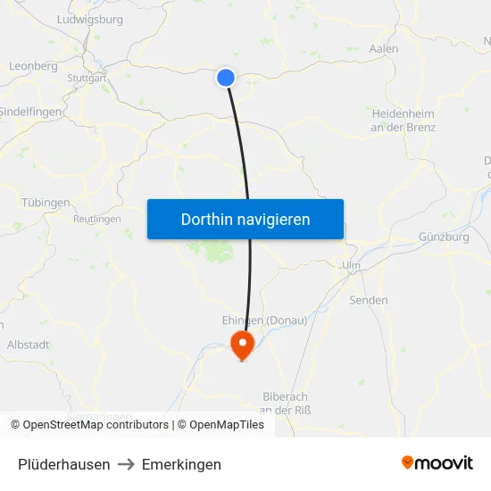 Plüderhausen to Emerkingen map