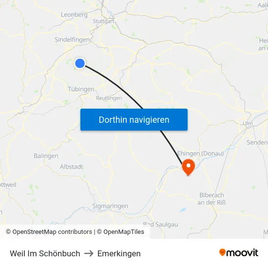 Weil Im Schönbuch to Emerkingen map