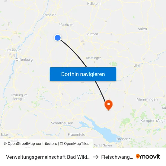 Verwaltungsgemeinschaft Bad Wildbad to Fleischwangen map