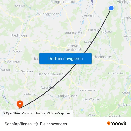 Schnürpflingen to Fleischwangen map