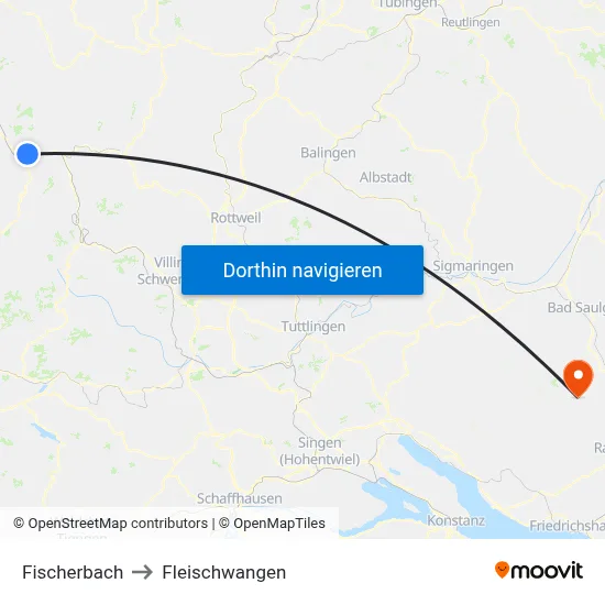 Fischerbach to Fleischwangen map