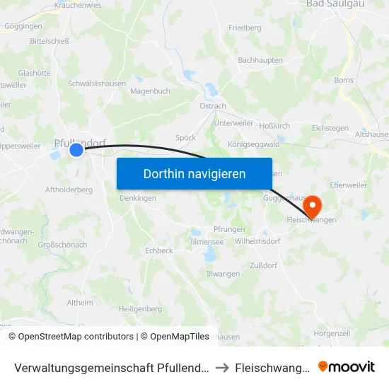 Verwaltungsgemeinschaft Pfullendorf to Fleischwangen map
